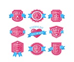 9 Pink Wedding label vector